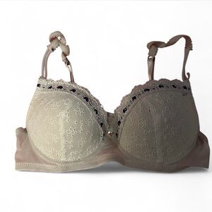 white/ cream floral lace bra with adjustable straps